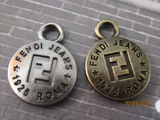 FENDI  2 ZIP PULL  CHARM 19X14MM silver BRONZE tone, THIS IS FOR 2