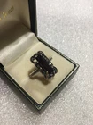 Rings silver 925 black  Tourmaline marcasits Vintage Art Deco