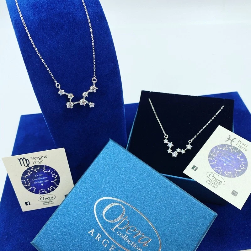 Collana argento 925 rodiato zirconi Costellazione segno zodiacale Capricorno - Immagine 4 di 4