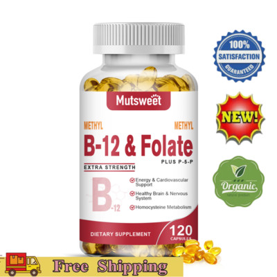 120PCS Methyl Folate Capsules, Methylated Multi-vitamin,Vitamin B12 B6