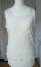 Vera Mont Top Bluse creme Perlen U-Ausschnitt Business Gr. 38