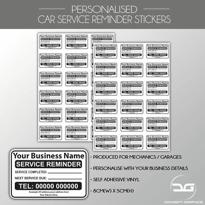 CONCEPT GRAPHICS Custom Personalised Car Van Service Reminder Sticker | Mechanics Garage Labels
