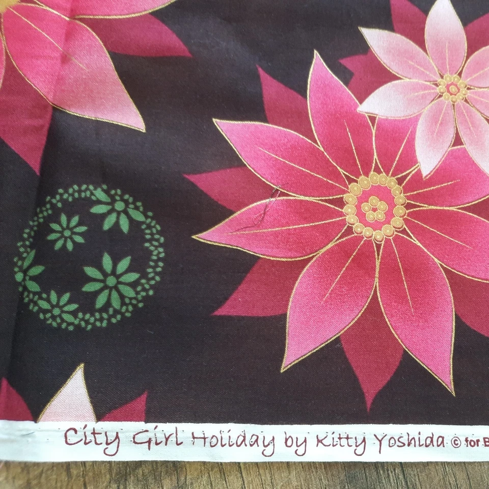 City Girl Holiday By Kitty Yoshida Benartex 2564 Fabric 43" X 16" Gold Christmas - Image 2 of 4