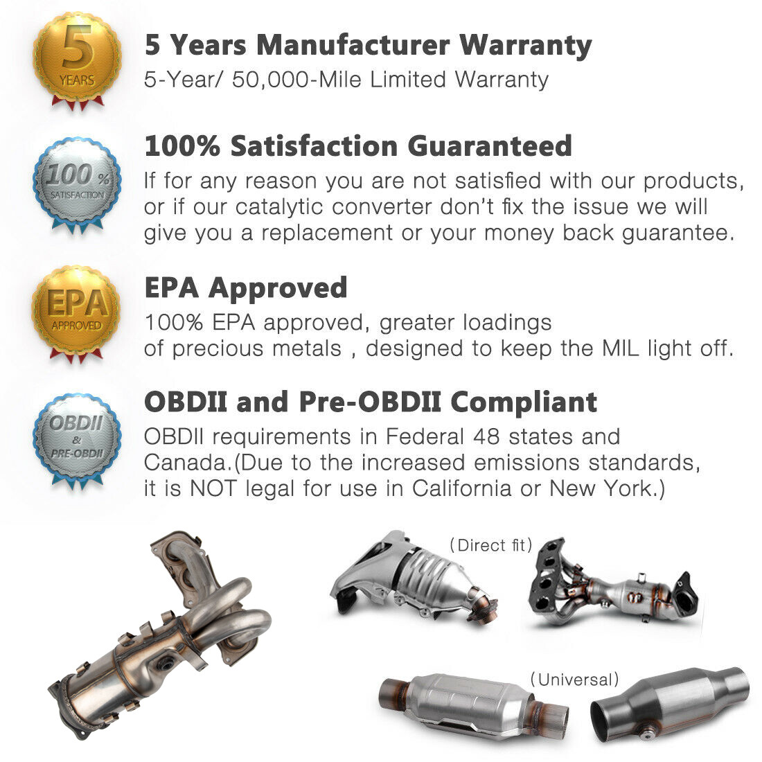 Exhaust Catalytic Converter For Chevrolet Equinox 2.4L 2010 2011 2012