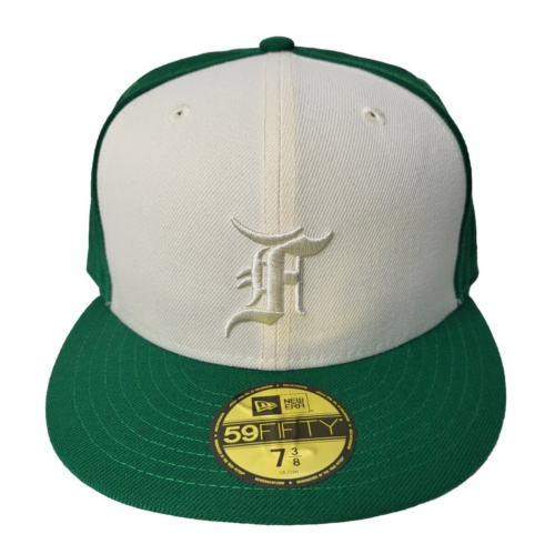 Fear of God Essentials New Era 59FIFTY sitzende Mütze Kappe grün cremefarben Größe 7 3/8 - Bild 1 von 9
