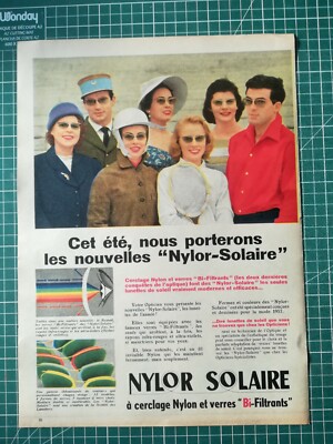 tf580 schöne ALTE WERBUNG 1950 Sonnenbrille Nylor Solar Glas Bi Fi