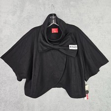 Nwt Womens Jacket Xl Black Cape Poncho Big Bow Elle Poly Rayon Blend Pockets