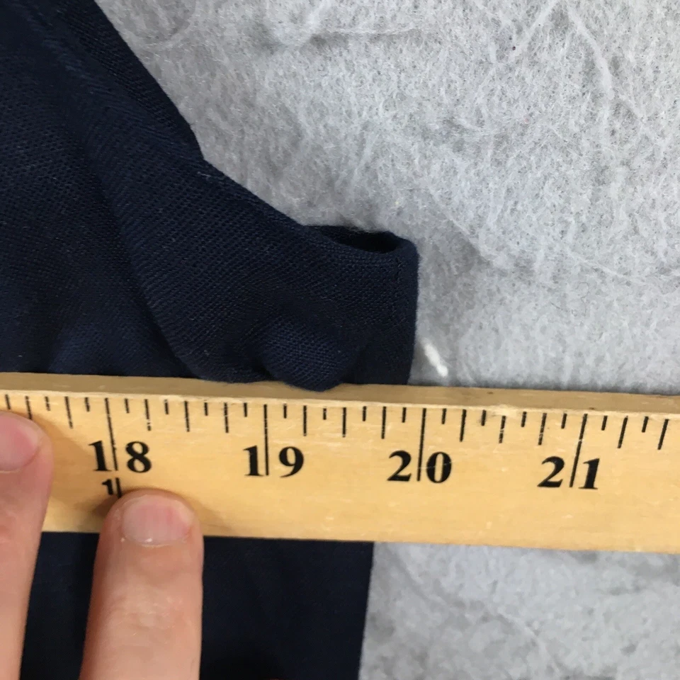 Vestido de lino azul marino para mujer 12 adornos blancos marinero oficina carrera crucero resort Foto 4 de 4