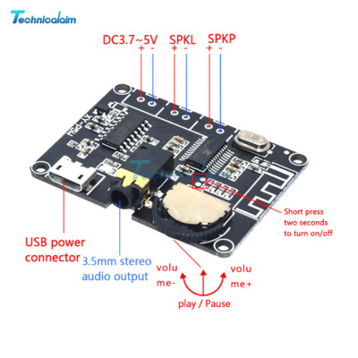 Dual Channel Stereo Bluetooth PAM8406 Micro USB Digital Power Amplifier Board