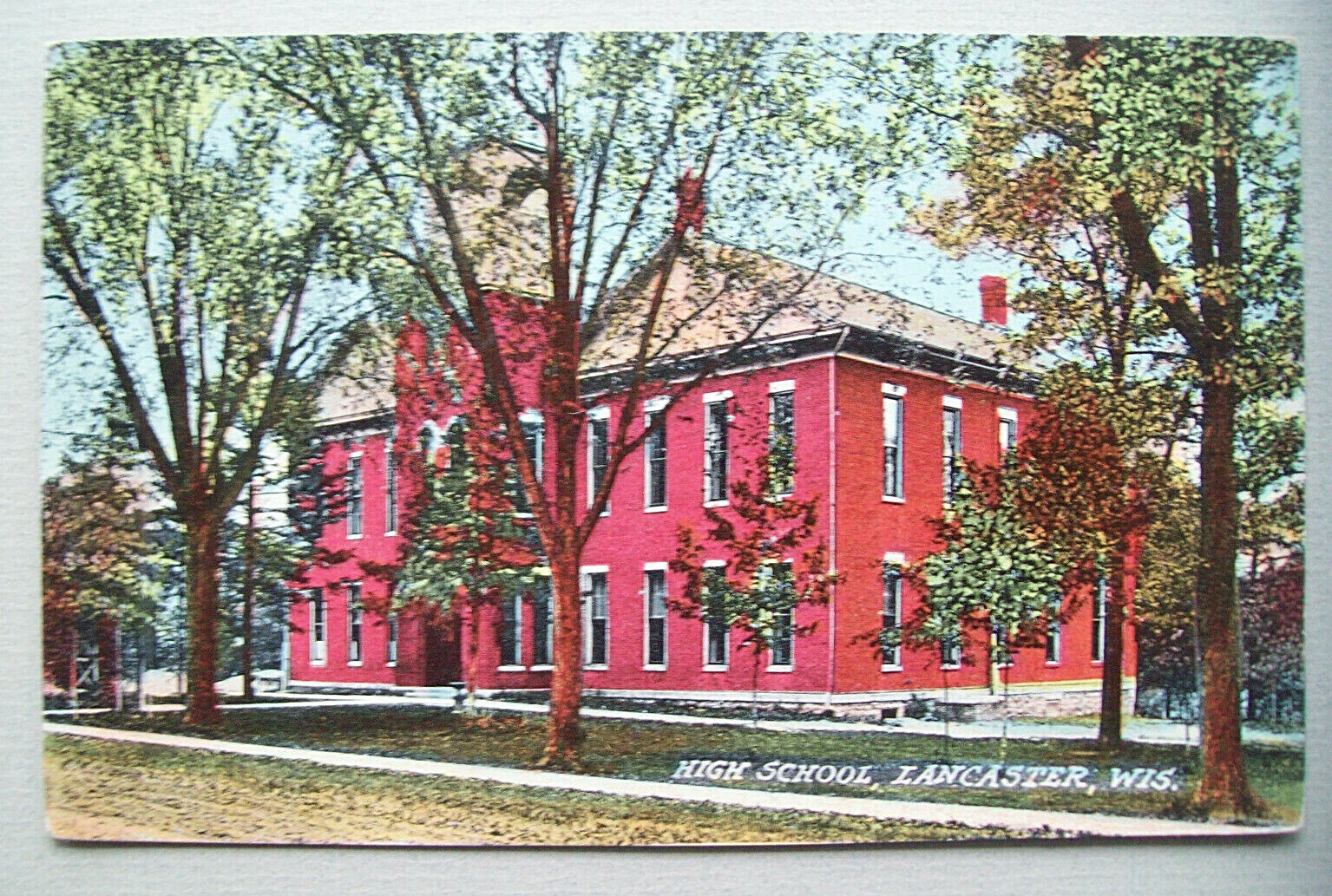 High School Lancaster, WI Wisconsin postcard eBay