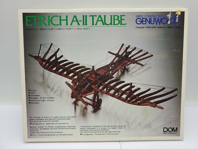 Vintage 1981 DOM Trading Co. Etrich A-II Taube Wood Airplane Model Kit Yonezawa