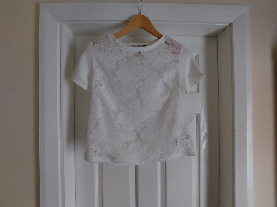 Blouse "New Look" Brushed Lace Ivory Colour Size: 10 (UK) Eur 38 - Image 2 of 4