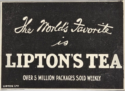 1912 Lipton Tea Print Ad The World's Favorite Lipton's Tea Beverage Advertising