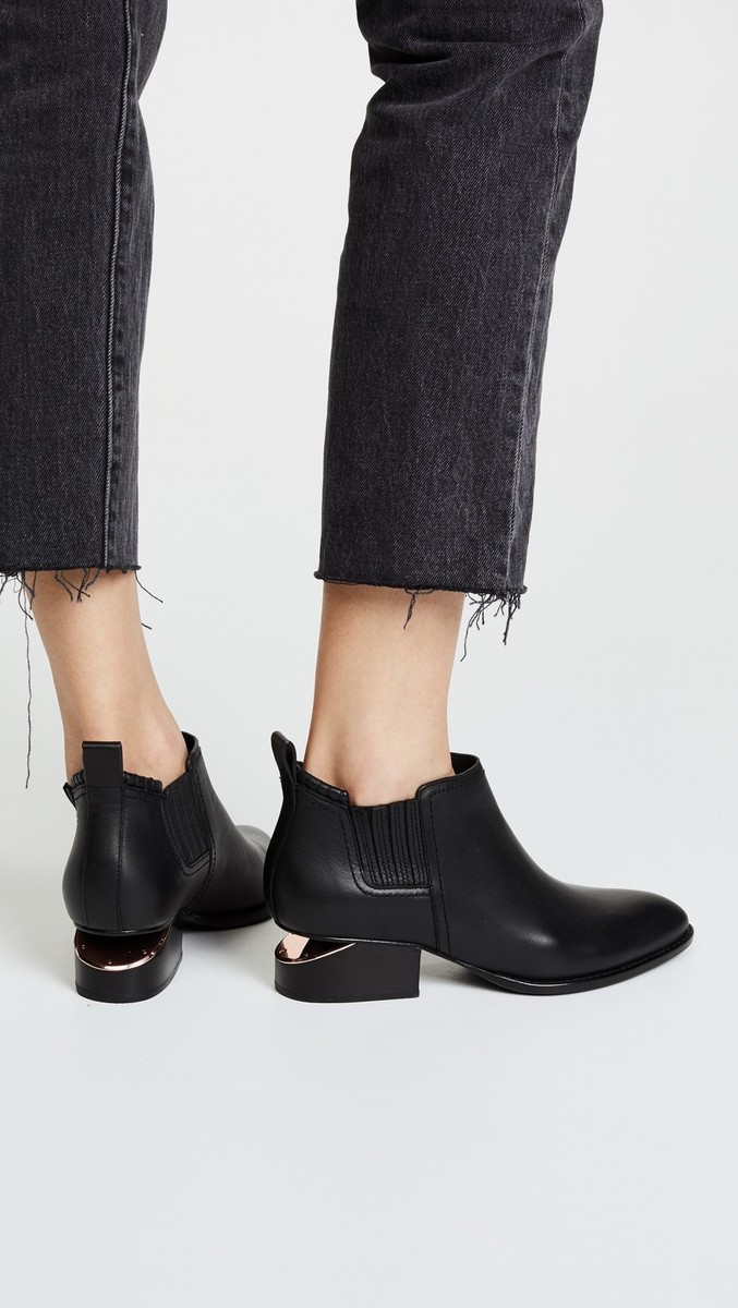 NEW RARE! Alexander Wang Kori Cut-Out Heel Boots, Black Leather