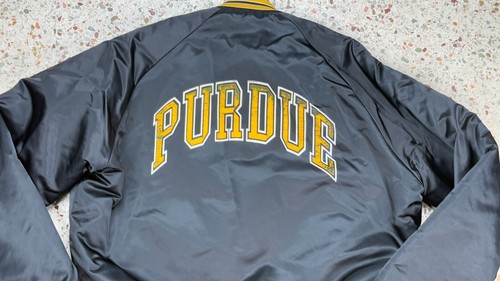 Chalk Line Vtg NCAA Purdue Boilermakers Quilt Lined Satin Bomber Jacket Size M - Picture 8 of 10