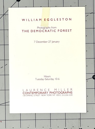 William Eggleston Art Show Announcement Card - The Democratic Forest - Picture 2 of 5