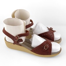 VTG 70S SANDALS BOHO HIPPIE PLATFORM FESTIVAL LEATHER ITALY