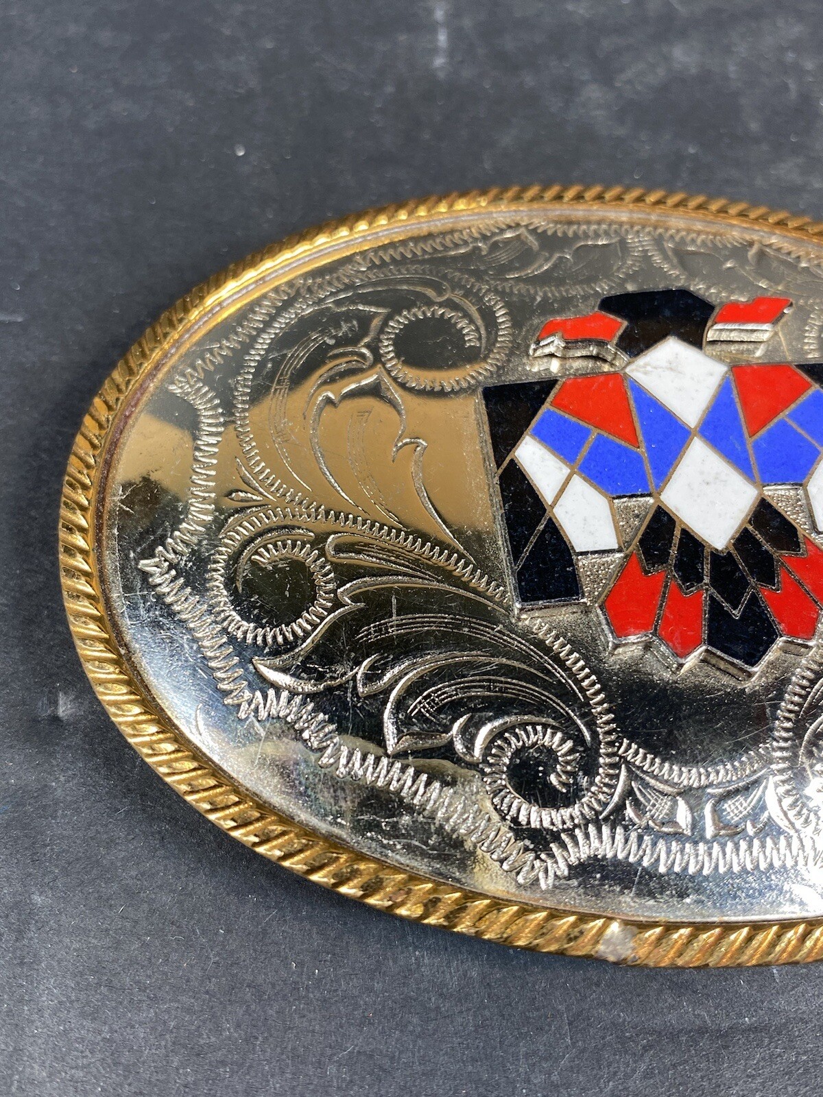 German Silver Double Eagle Head Western Style Bel… - image 3