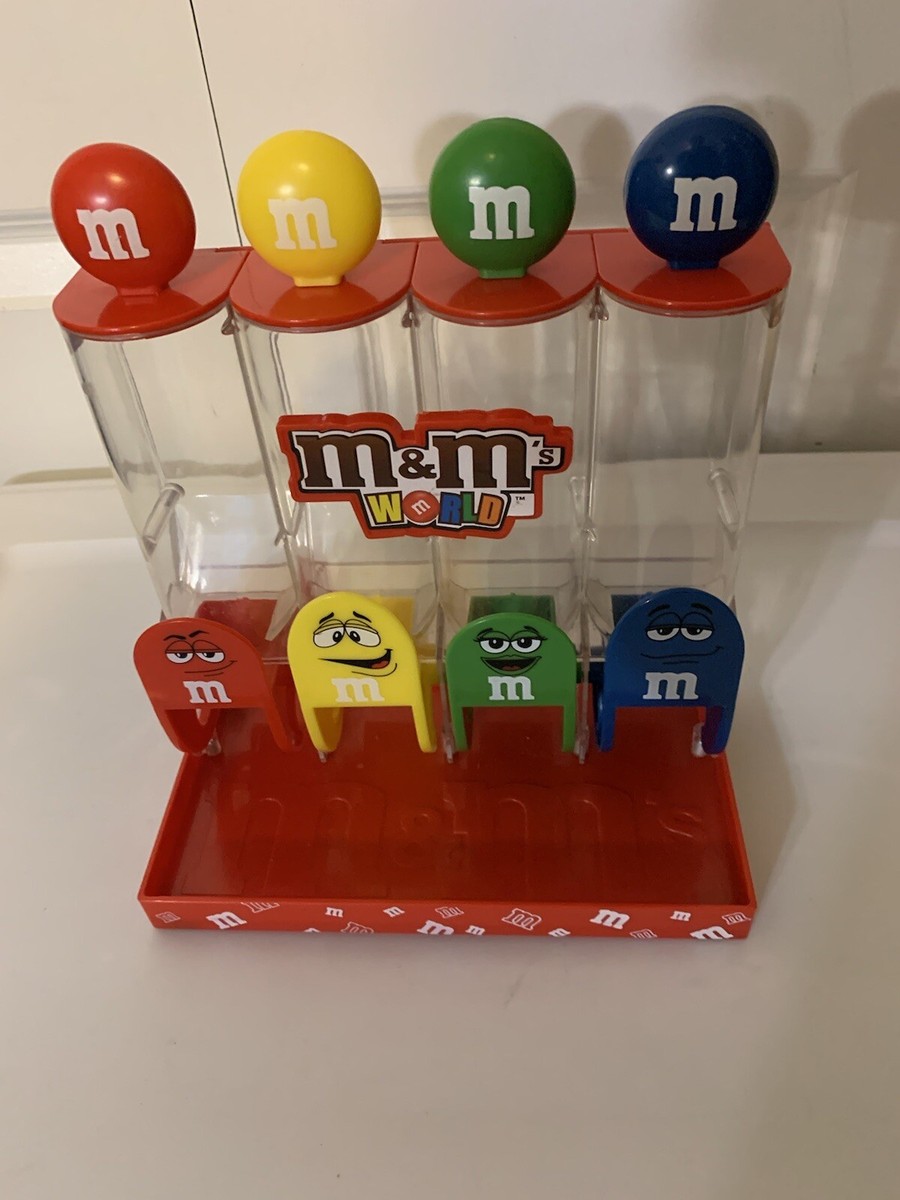 M&M's World Four Tube Red Candy Dispenser 4 colors Red, Yellow