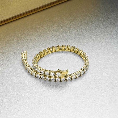 10Ct Round Simulated VVS1/D Diamond Tennis Bracelet 14k Yellow Gold Over 8In 4mm - Picture 3 of 3