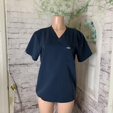 Figs Technical Collection Women's Scrub Top Size Small Blue Short Sleeves