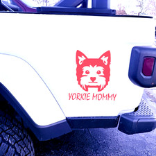 YORKIE MOMMY VINYL DECAL FOR Truck SUV Bumper Wall Laptop Home Decor