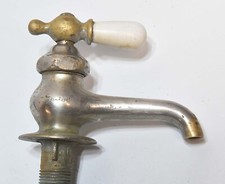 VINTAGE NICKLE PLATE HOT WATER HANDLE WATER FAUCET FIXTURE SPIGOT BASE MOUNT