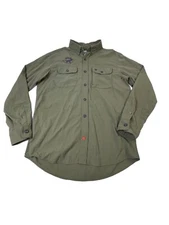 Duck Camp Waterfowl Hunting Shirt Mens M Green LS Button Up Outdoor READ