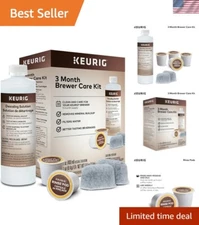 3- Brewer Maintenance Kit: Descaling, Filters & Rinse Pods for K-Cup Makers