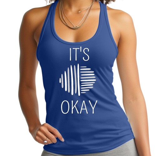 Womens Fitness Tank Top Graphic T-shirt Say it Soul - its Okay - Grey - Picture 4 of 28