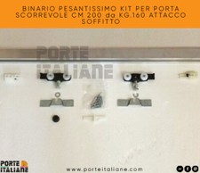 BINARIO PESANTISSIMO KIT PER PORTA SCORREVOLE CM 200 da KG.160 ATTACCO SOFFITTO