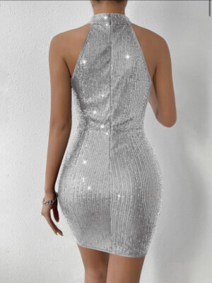 silver glitter bodycon dress Cinderella Couture 8122J - Long Sheath Dress main image 1