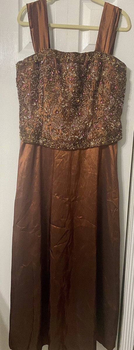 Jovani Ladys Dress Size 18 Evening Special Occasion Long Brown Bronze  Beaded