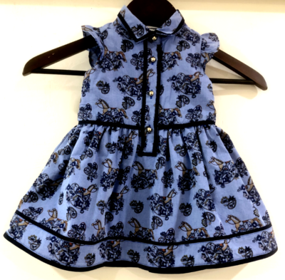 blue dress 12 18 months Janie & Jack Size 12-18 Months Toddler Girls Fully Lined Dress Blue Horse  Print