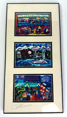 JOSEPH LAMANNO Art Print Starbucks Pike Place Space Needle Seattle
