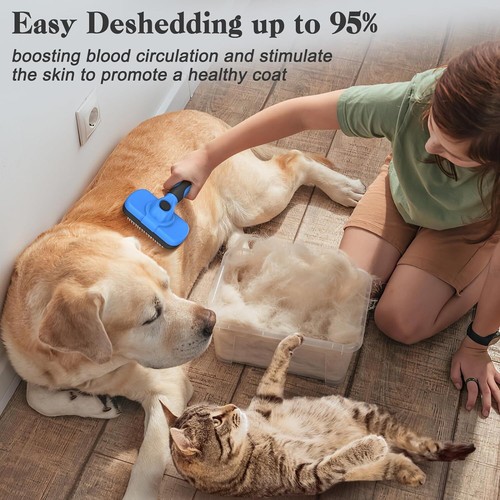 Self Cleaning Slicker Brush - Skin Friendly Deshedding Grooming Tool for Dogs - Picture 5 of 49