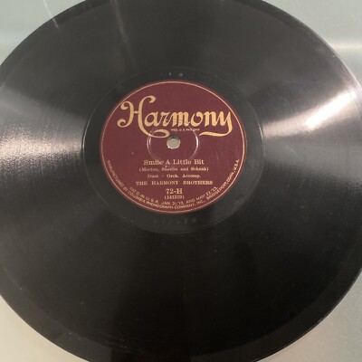 PREWAR JAZZ The Harmony Brothers 78 rpm HARMONY 72 Smile A Little Bit 1925 E