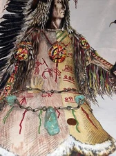 Real Vintage turquoise natural Chunky ￼ Stone Rose Beaded primative Necklace