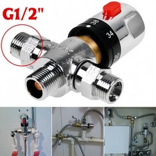 15MM Hot Cold Water Thermostatic Mixing Blending Valve 3 Way Adjust Temperature