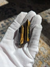 2 Hexagon shaped Tigers Eye pendants