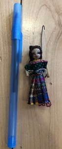 VINTAGE Guatemalan Handmade Fabric Worry Doll Ornament??