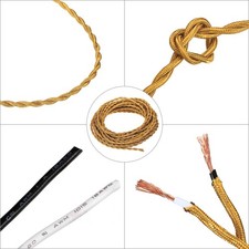 30Ft Twisted Cloth Covered Wire Lamp Cord UL Listed 18AWG 2-Conductor Yellow