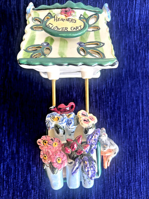 Heather Goldminc Blue Sky Clayworks ''Heather's Flower Cart'' Tealight Holder