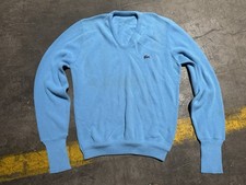 Vintage Izod Lacoste V-Neck Sweater Men's L Blue 80s Classic Gator Acrylic