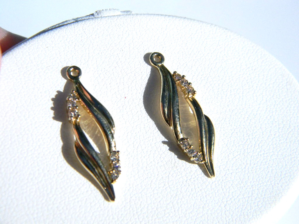 14K Solid Yellow Gold Dangle Diamond Earring Jack… - image 5