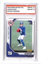 Jaxson Dart 2025 Panini Instant NFL Rookie Premiere #RPSFL13 Graded Gem Mint 10