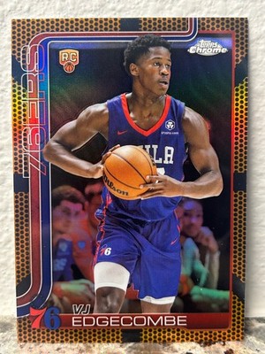 2025 TOPPS CHROME VJ EDGECOMBE ORANGE BASKETBALL BORDER ROOKIE RC #253 SP 76ERS