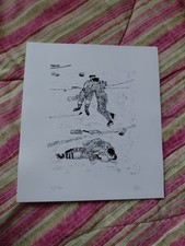 EMILIO DELFINO stampa Autentica Numerata E Firmata 25x22 Hockey  Sport Anni70