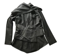 Morgane Le Fay Wool Cashmere Cape Jacket Asymmetrical Peplum Large