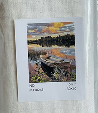 Paint by Number Adults Autumn Fall Boat Lake Scene Canvas 30" x 40" MT10241 New